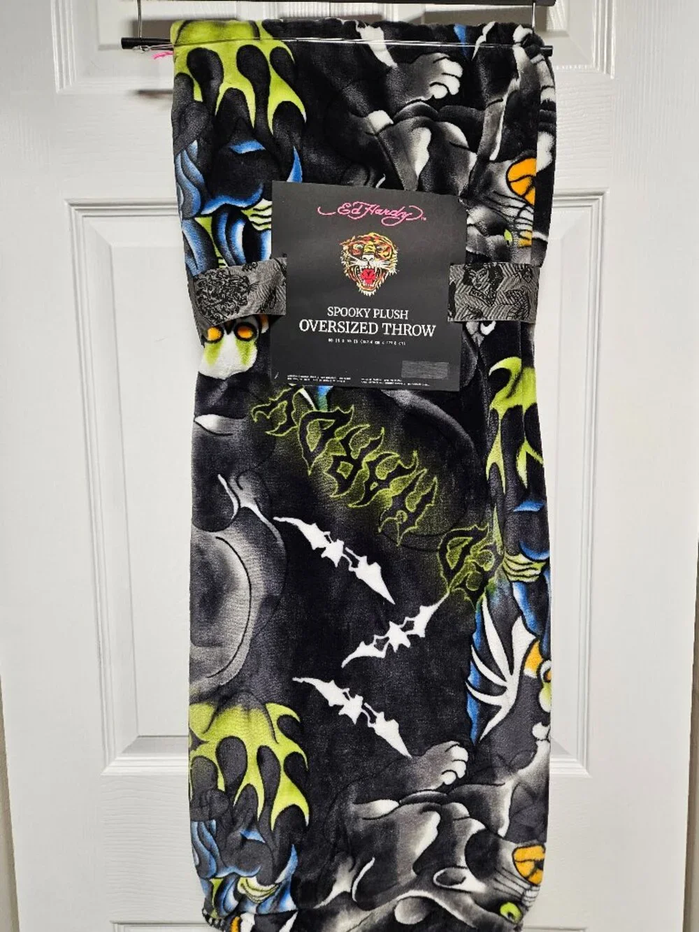 Ed Hardy Halloween Black Panther Throw Blanket 50x70 New with Tags